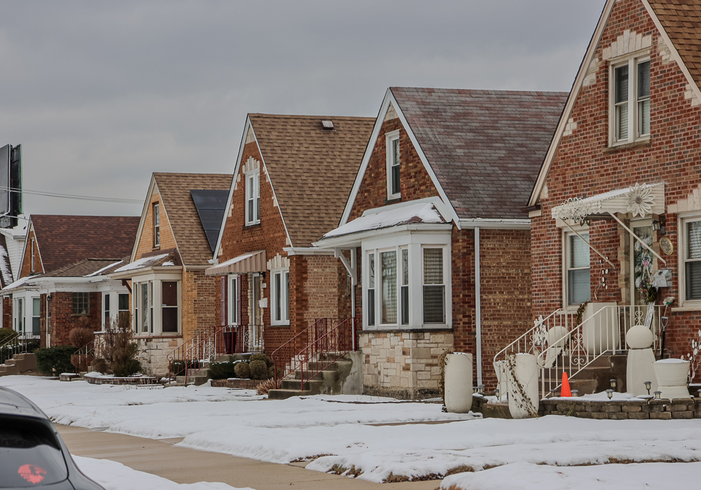 Brick bungalows in the area of Little Flower parish